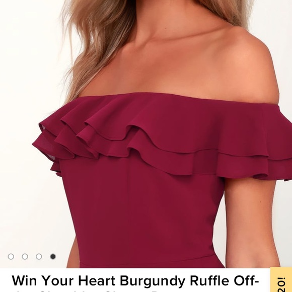NWOT Lulus burgundy off the shoulder dress - Picture 3 of 3